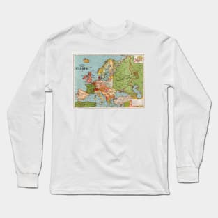 Vintage hi resolution map of europe Long Sleeve T-Shirt